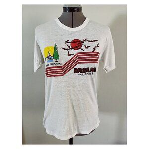 VTG 70s Baguio Philippines Sz S Graphic Travel Tee Burnham Park Lake